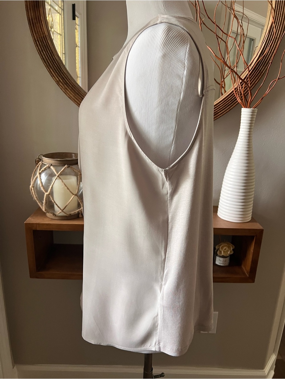 REISS Jennifer Sleeveless Blouse in stone size Medium - Picture 6 of 13